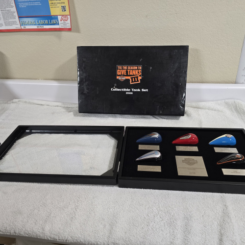 Harley Davidson 2006 Mini Gas Tank Set Shadow Box Display Ornament Collectibles